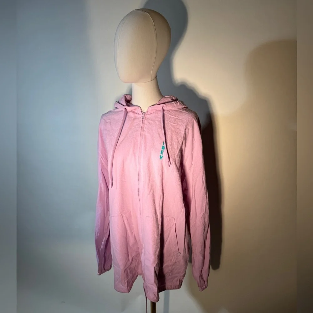 OBEY Pink Lightweight Hooded Zip Up Jacket